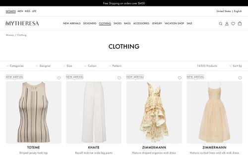 mytheresa.com website screenshot