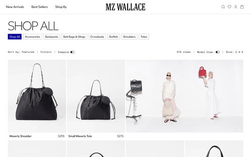 MZ Wallace website screenshot