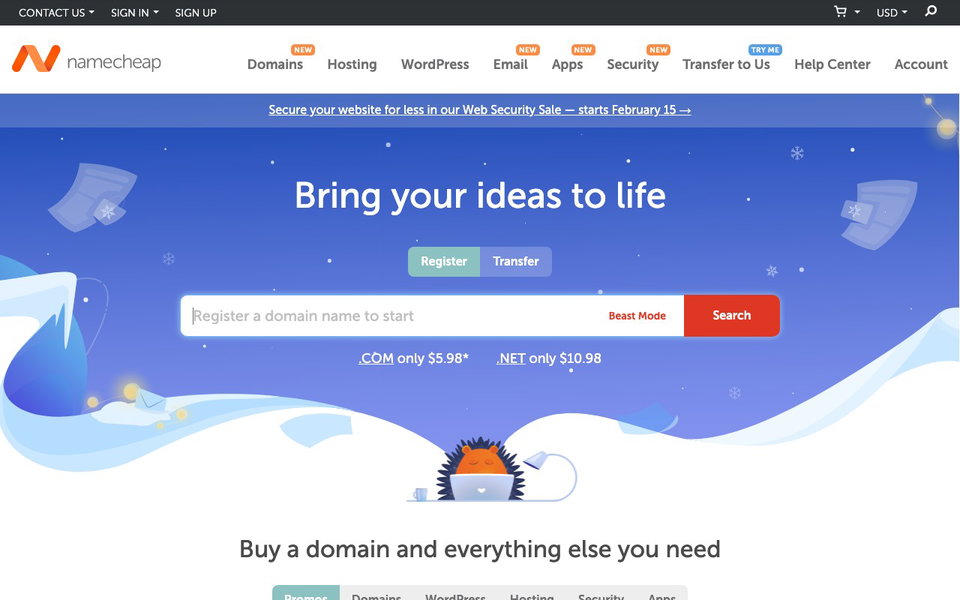 Namecheap website