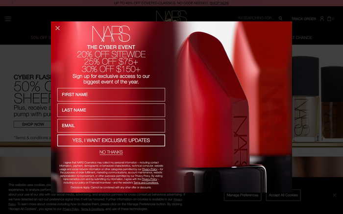 NARS Cosmetics screenshot