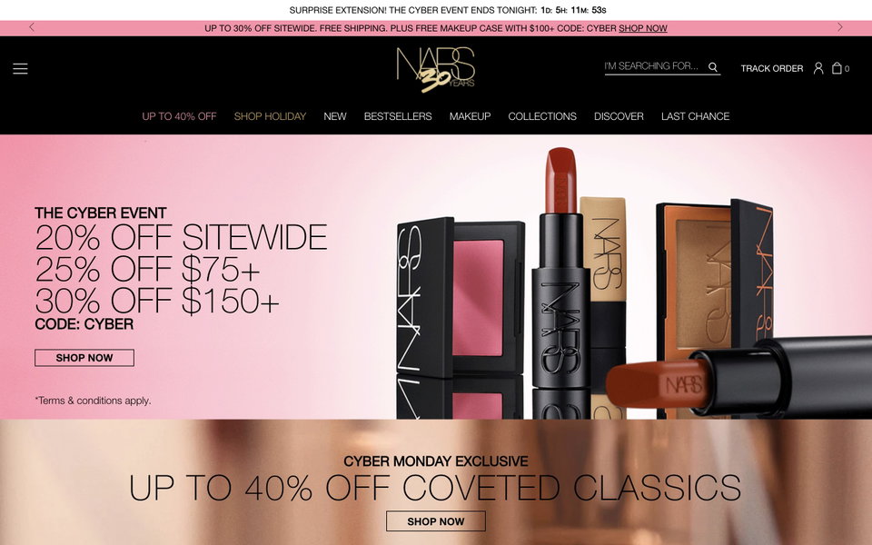 NARS Cosmetics website