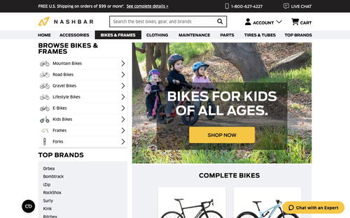 Nashbar website screenshot