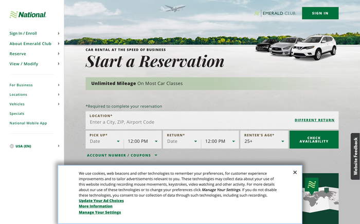 National Car Rental screenshot