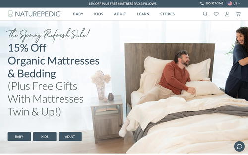 Naturepedic website screenshot
