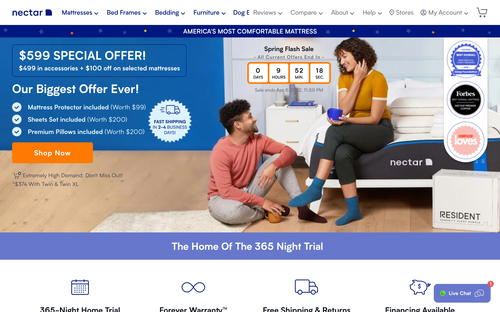 Nectar Sleep website screenshot
