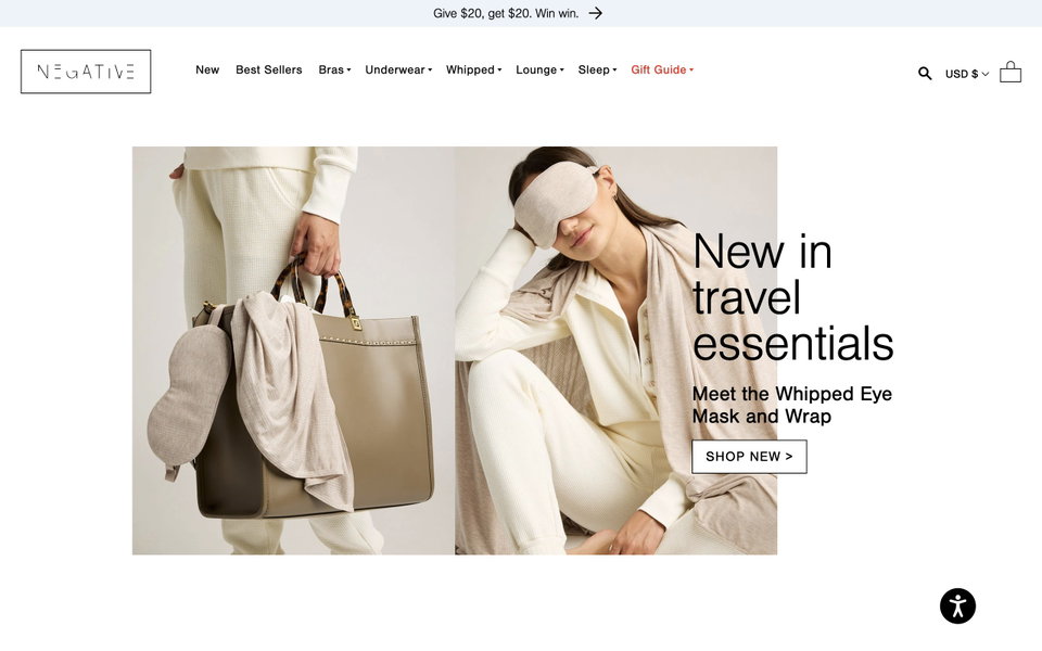 Negative Underwear website