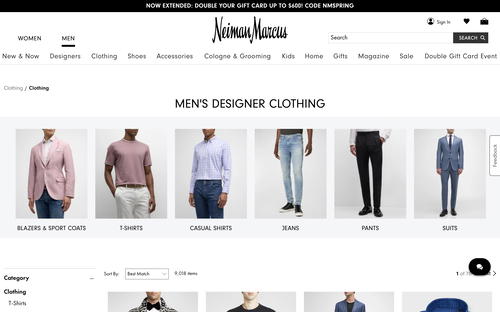 Neiman Marcus website screenshot