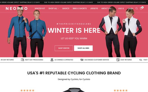 NeoPro Cycling website screenshot