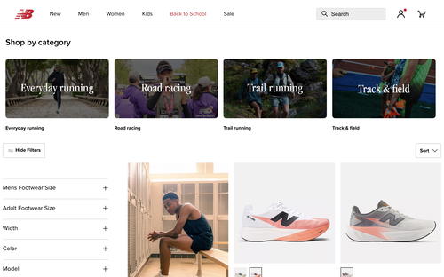 New Balance website screenshot