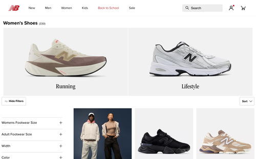 New Balance website screenshot