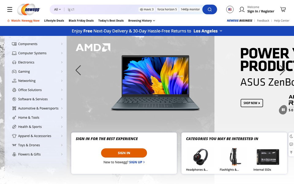 Newegg website
