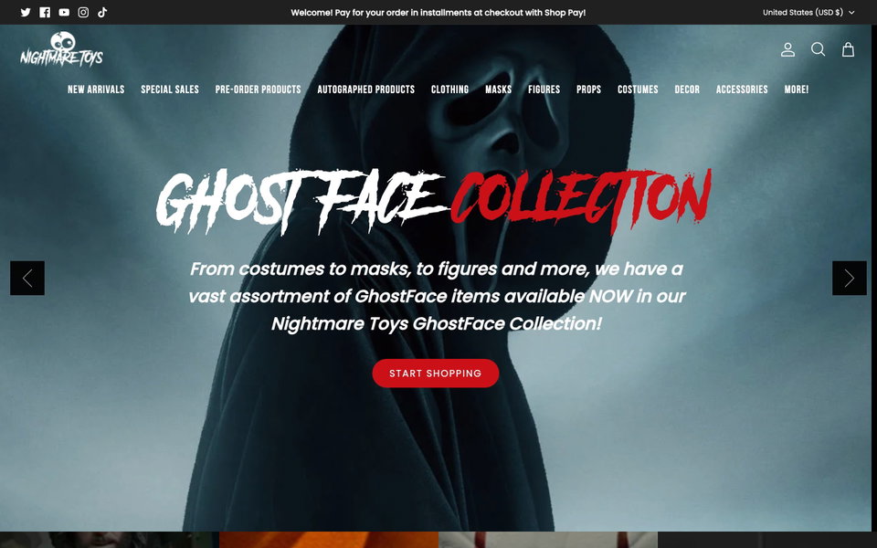 Nightmare Toys website