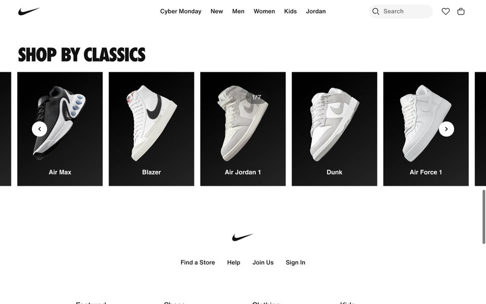 Nike website
