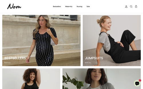 Nom Maternity website screenshot