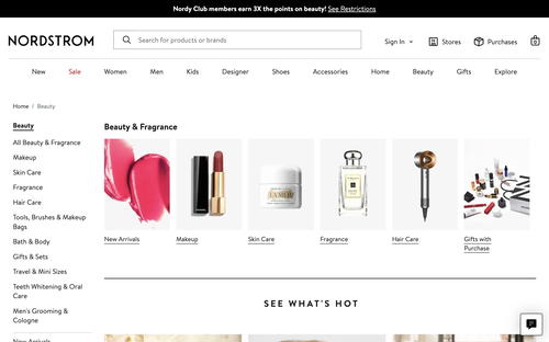 Nordstrom website screenshot