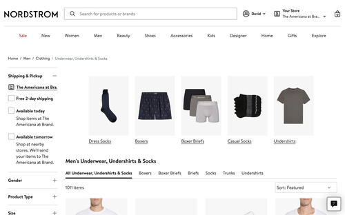 Nordstrom website screenshot