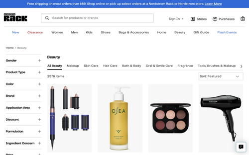 Nordstrom Rack website screenshot
