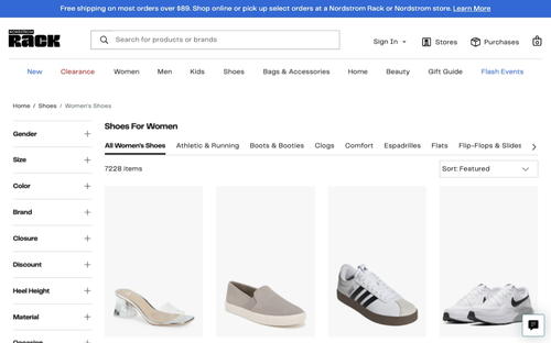 Nordstrom Rack website screenshot