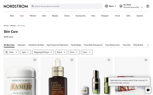 Nordstrom website screenshot