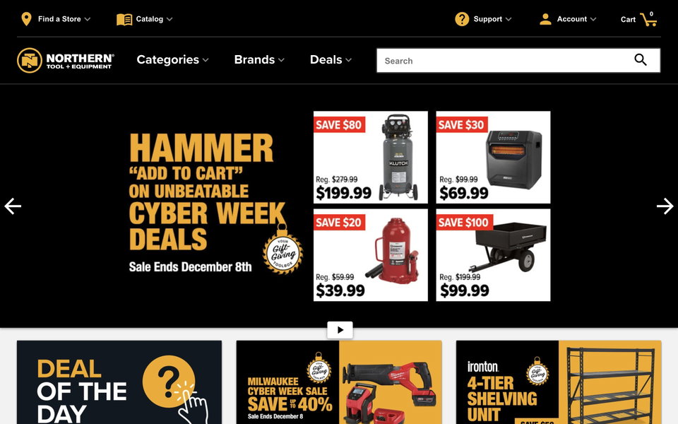 Northern Tool website