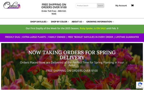 Oakes Daylilies website screenshot