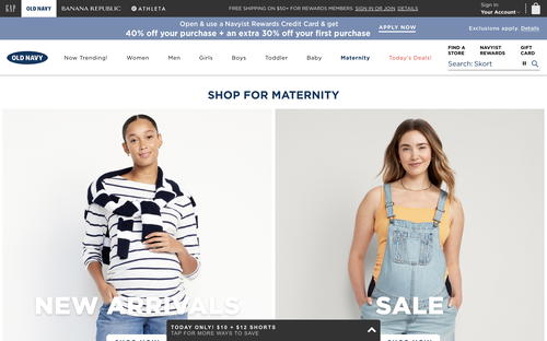 Old Navy website screenshot