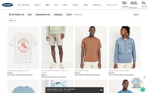 Old Navy website screenshot