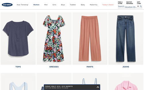 Old Navy website screenshot