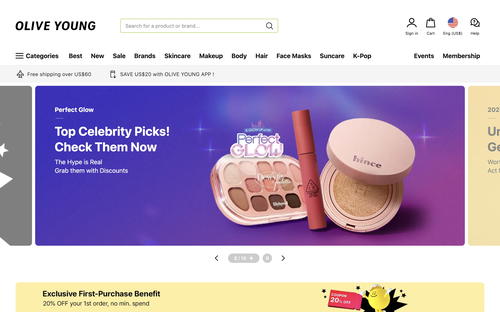 Olive Young website screenshot