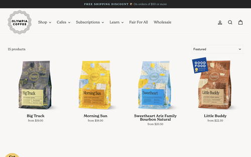 Olympia Coffee Roasting website screenshot