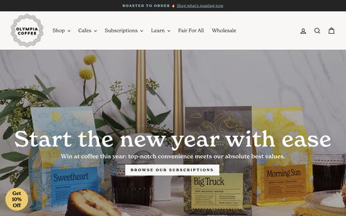 Olympia Coffee Roasting website screenshot