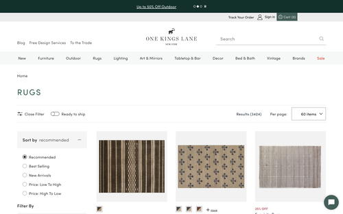 One Kings Lane website screenshot