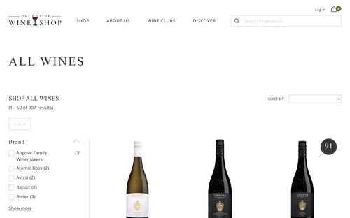 One Stop Wine Shop website screenshot