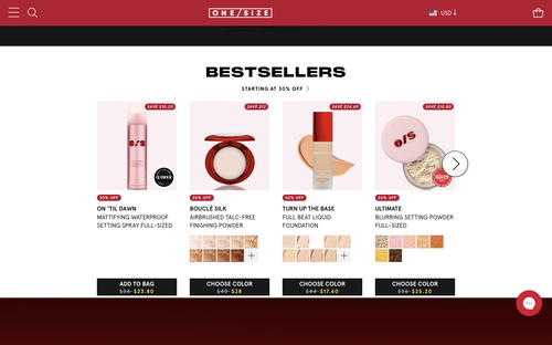 ONE/SIZE Beauty website screenshot