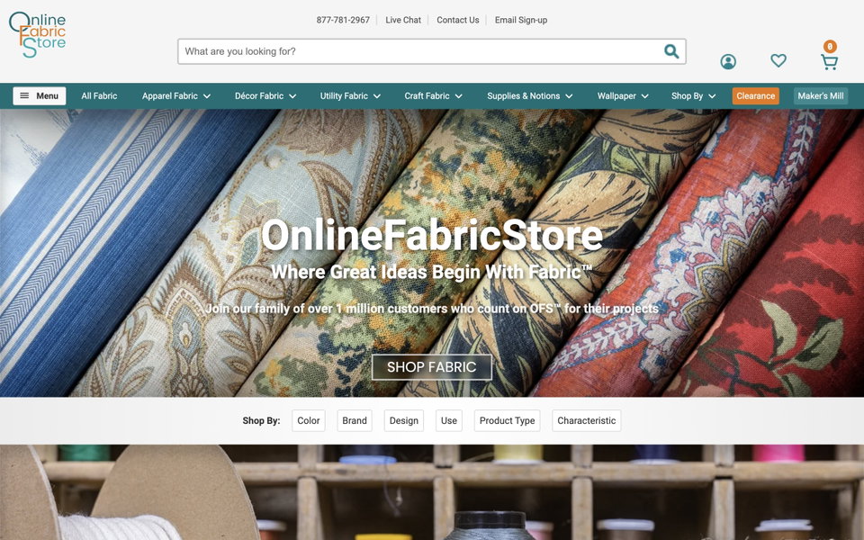 OnlineFabricStore website