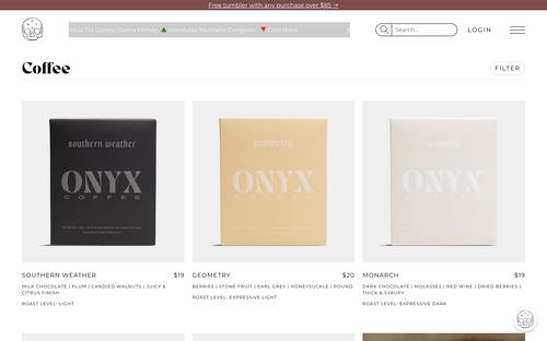 Onyx Coffee Lab website screenshot