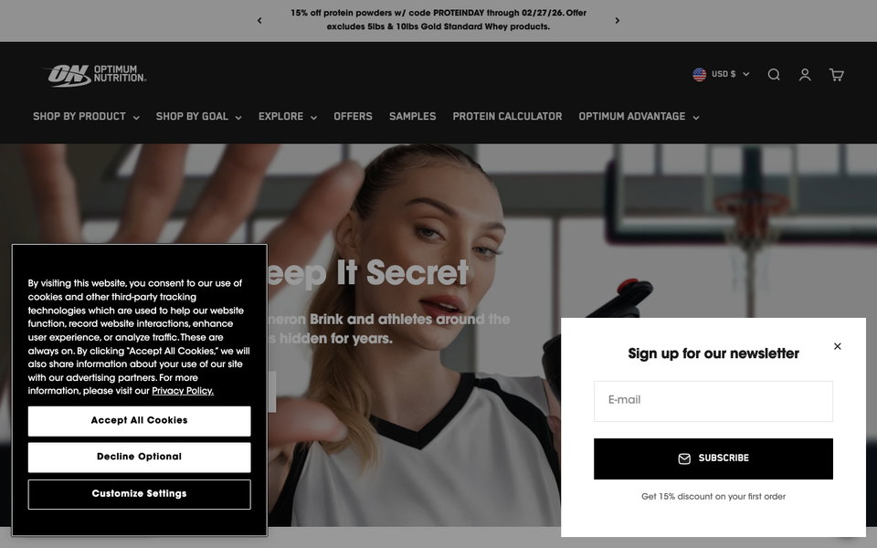 Optimum Nutrition website