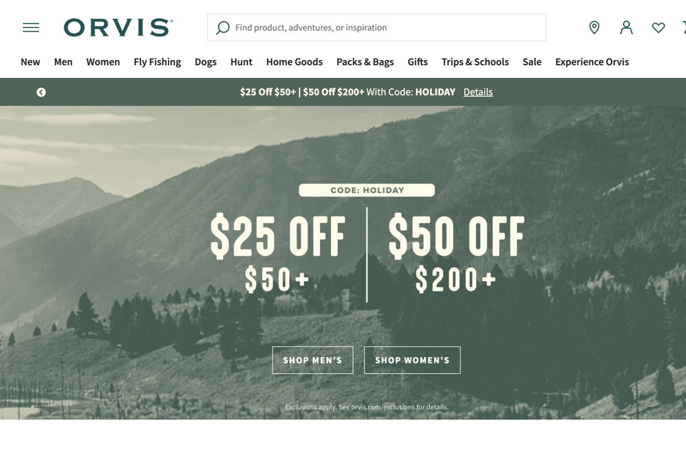Orvis website