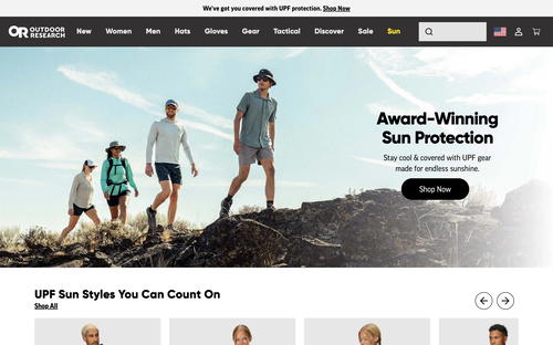 Outdoor Research website screenshot