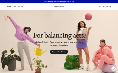 Outdoor Voices website screenshot