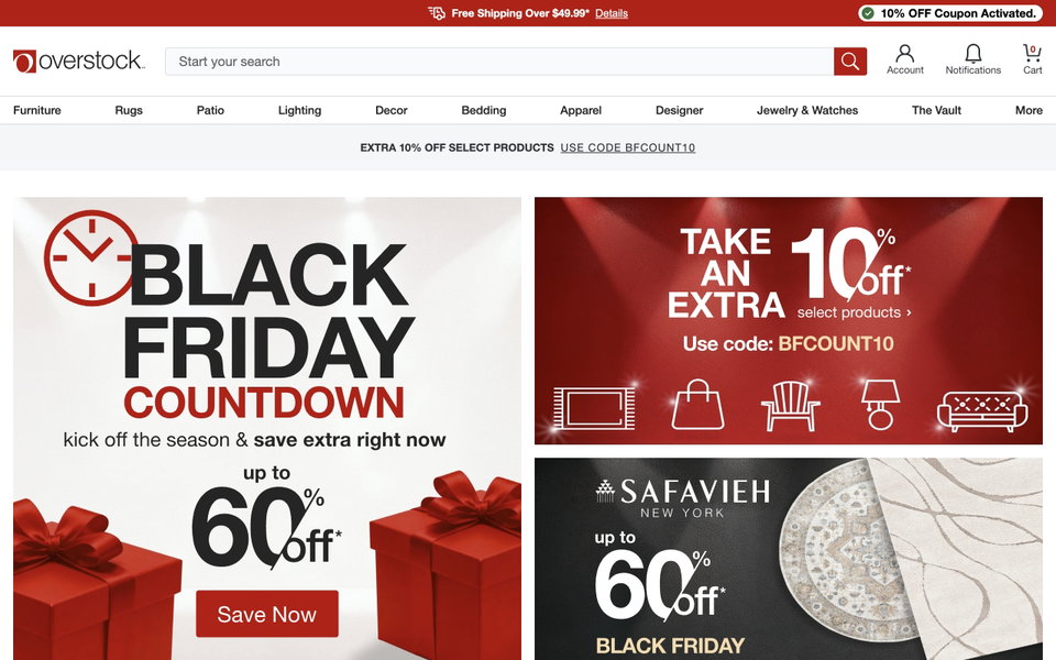Overstock website