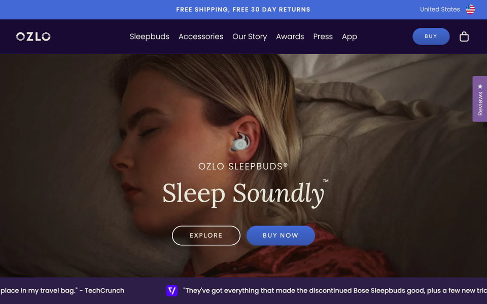 Ozlo Sleep website