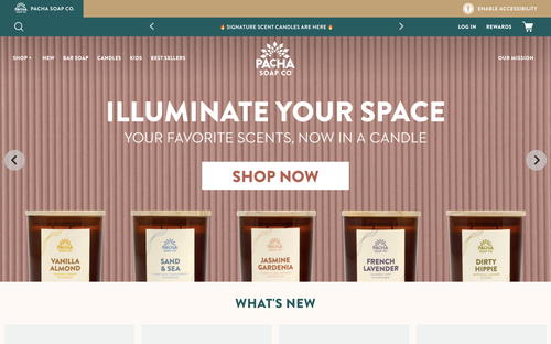 Pacha Soap Co. website screenshot