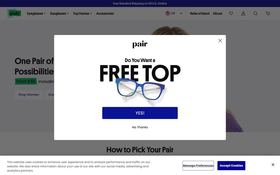 Pair Eyewear website