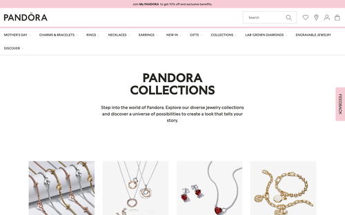 PANDORA website screenshot