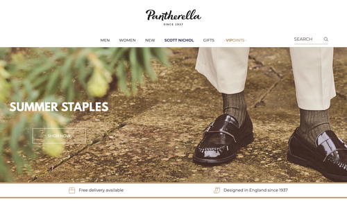 Pantherella website screenshot