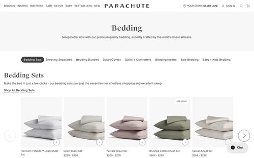 Parachute Home website screenshot