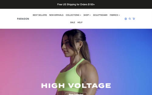 Paragon Fitwear website screenshot