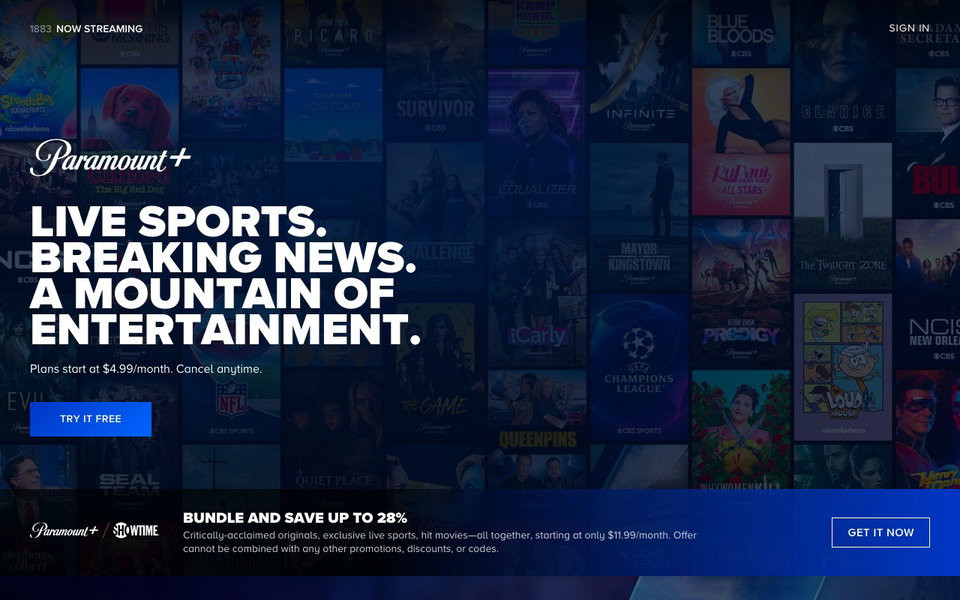 Paramount+ website