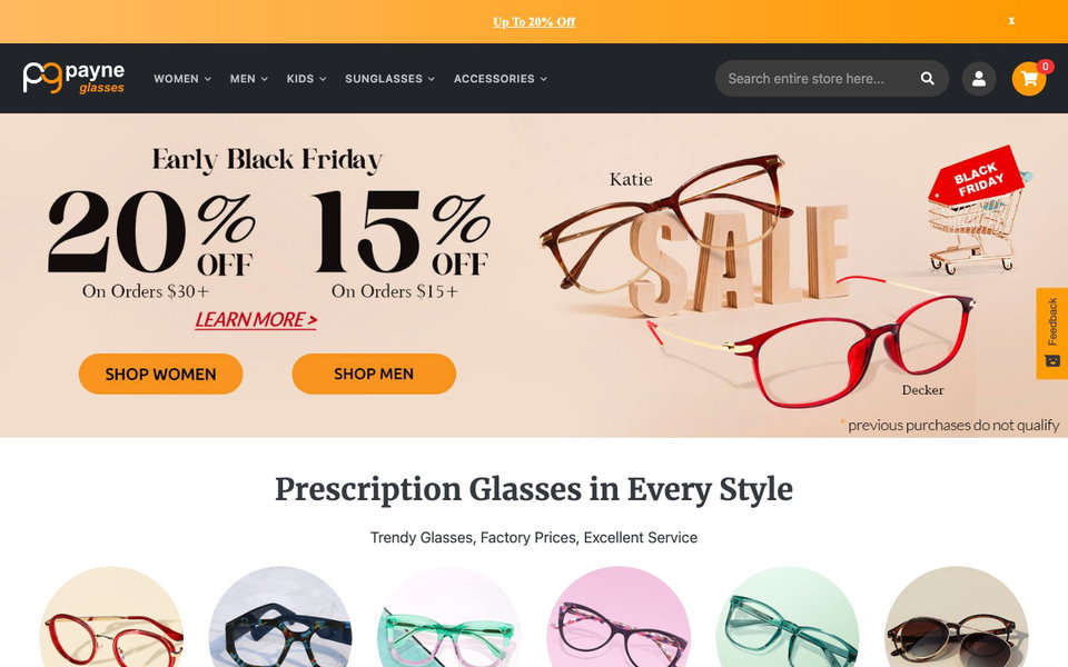 Payne Glasses website